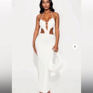 Fashion Nova White Cut-Out Maxi Skirt